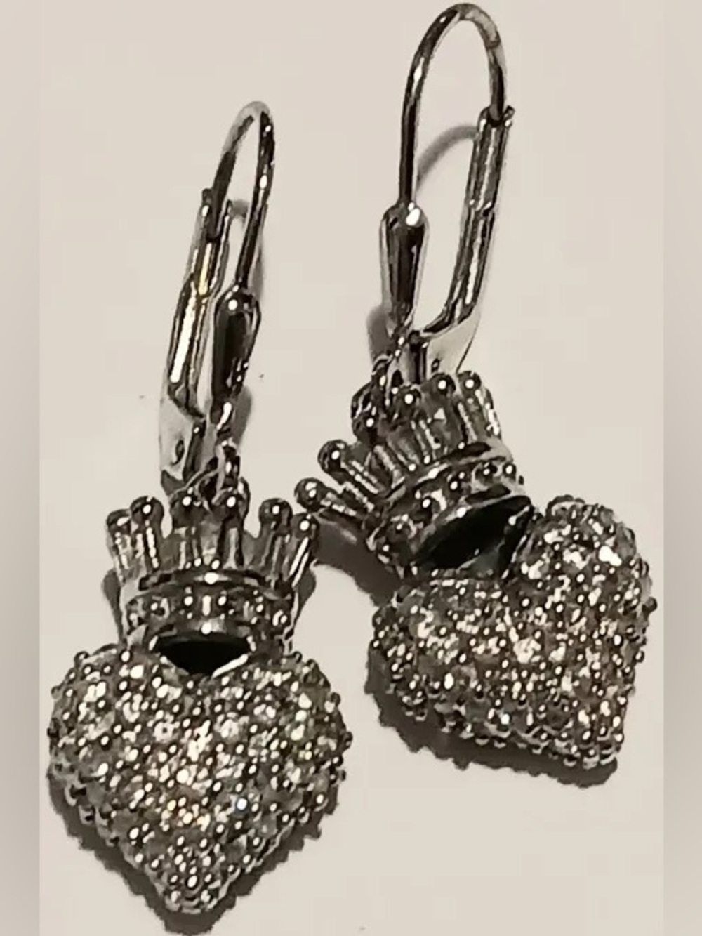 King Baby Studio "Crowned Heart" Studded Heart Dangle Earrings